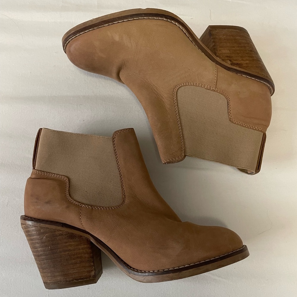 Genuine leather heeled boots sz 36